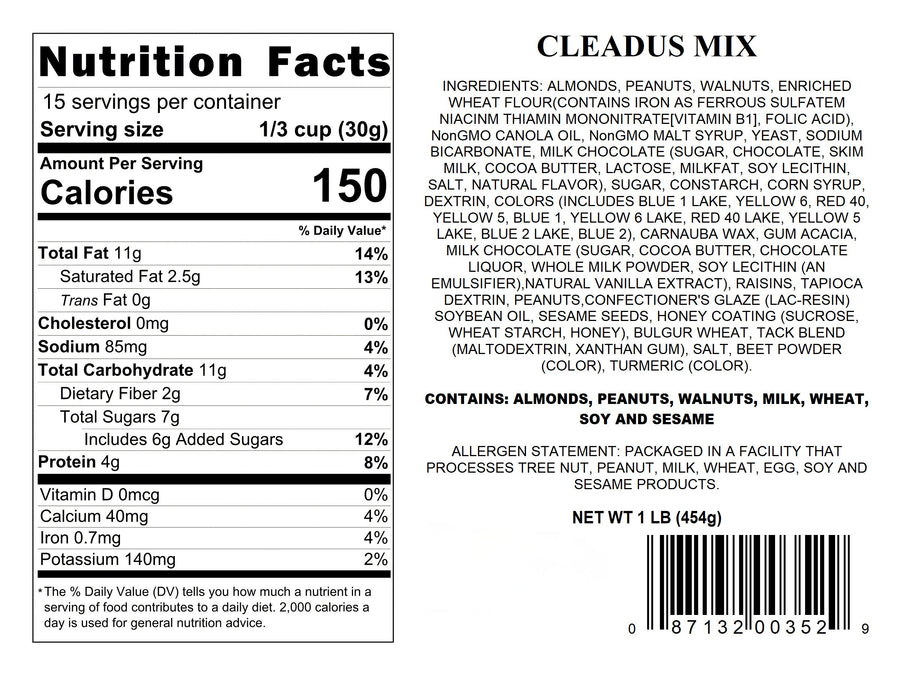 1lb Nuts For Cleadus Mix