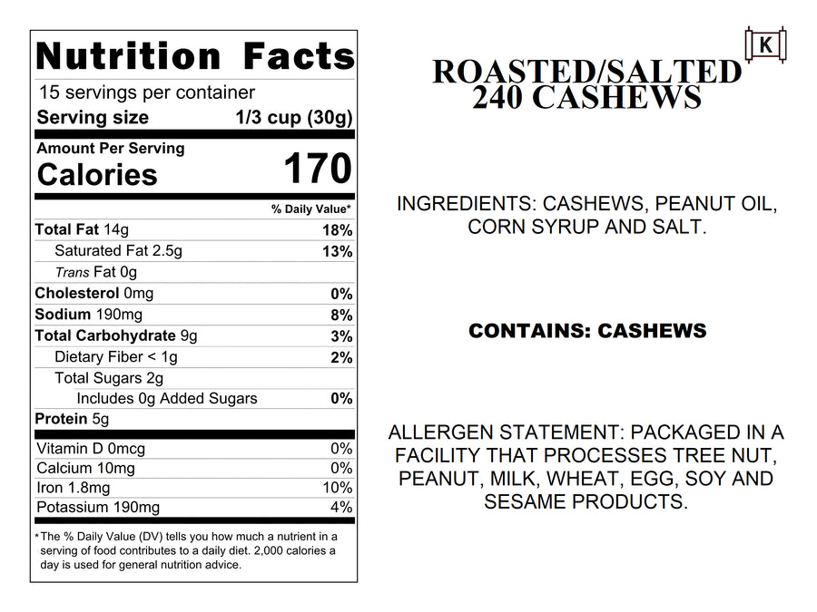 Roasted/Salted 240 Cashews