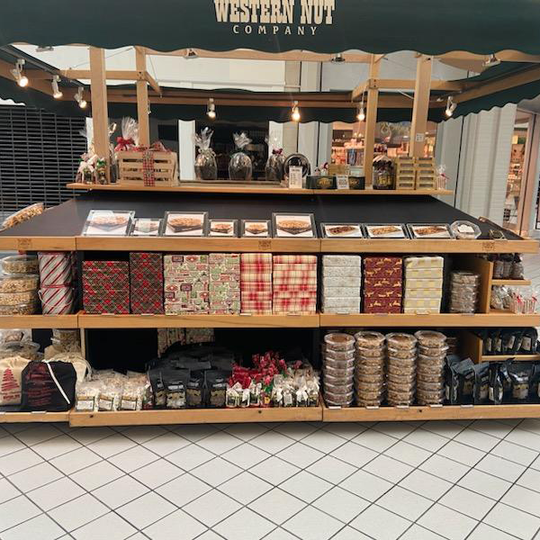 Photo of a Western Nut holiday kiosk stand